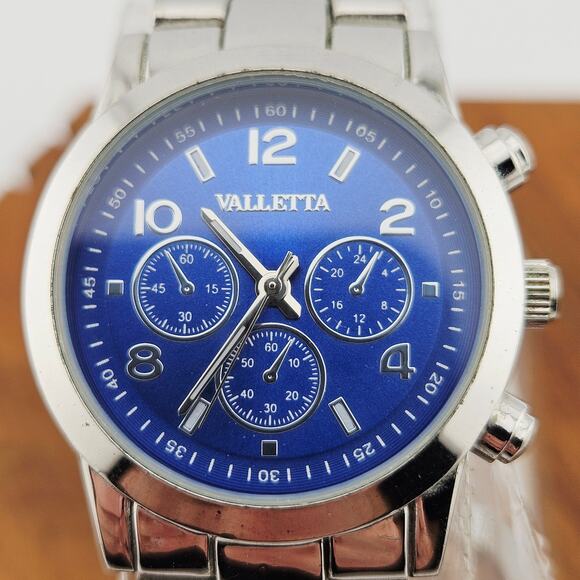 Valletta Unisex Multifunction Watch Silver Tone Link Blue Multidial IF162 - Picture 2 of 7